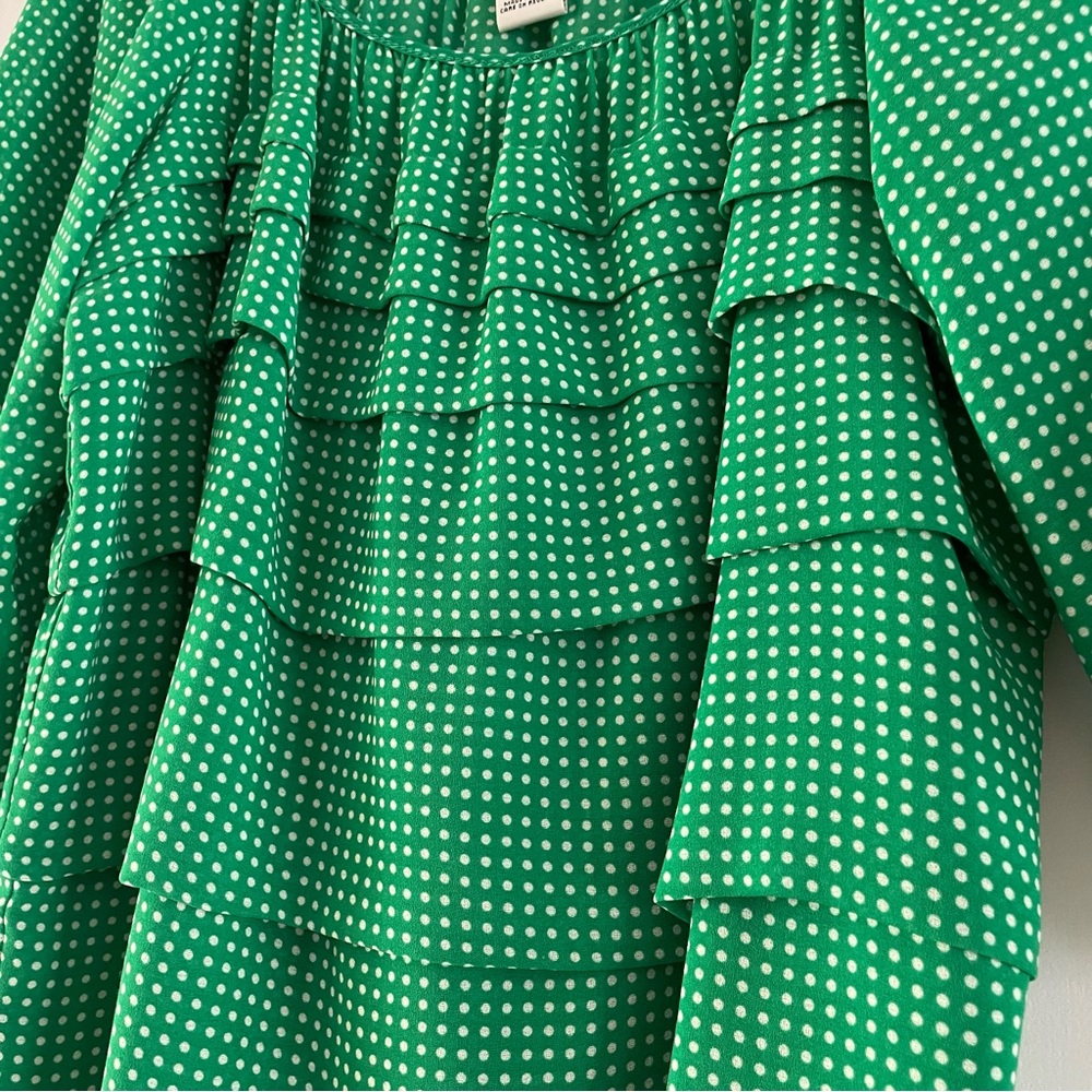 Max Studio green polka dot blouse - Picture 3 of 6